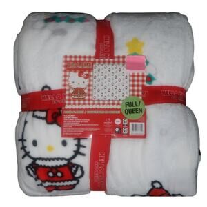 Hello Kitty Christmas Santa Plush Blanket Full/Queen – Ultra Soft Sanrio Bedding